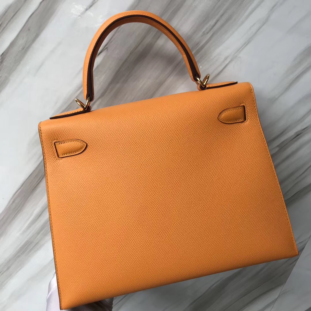 臺灣臺北愛馬仕包包 凱莉包官網 Hermes Kelly 28cm I9 Abricot 杏黃色