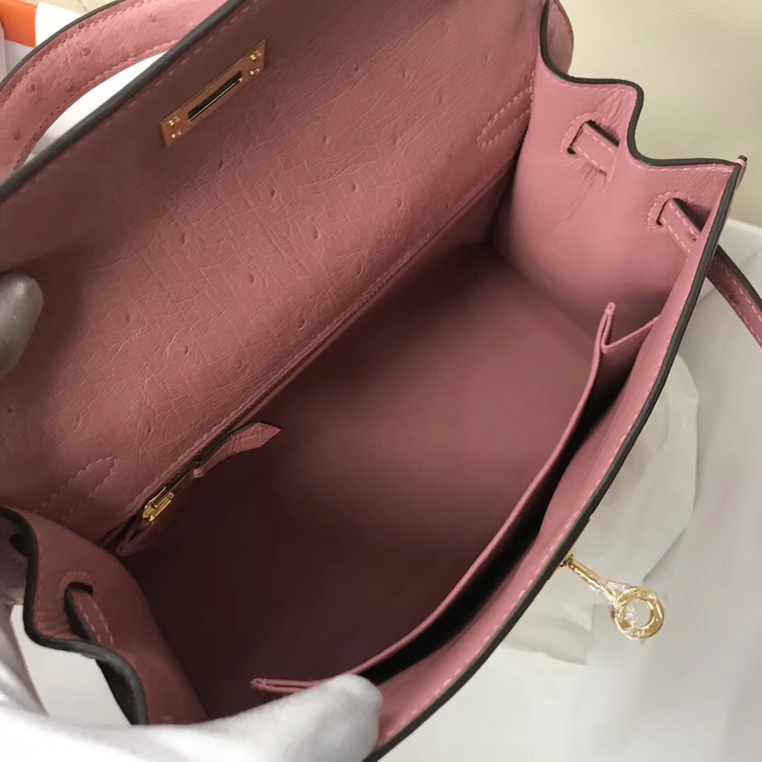 臺灣臺北市愛馬仕凱莉包官網 Hermes Kelly 28cm CC94陶瓷粉 Terre Cuite鴕鳥皮