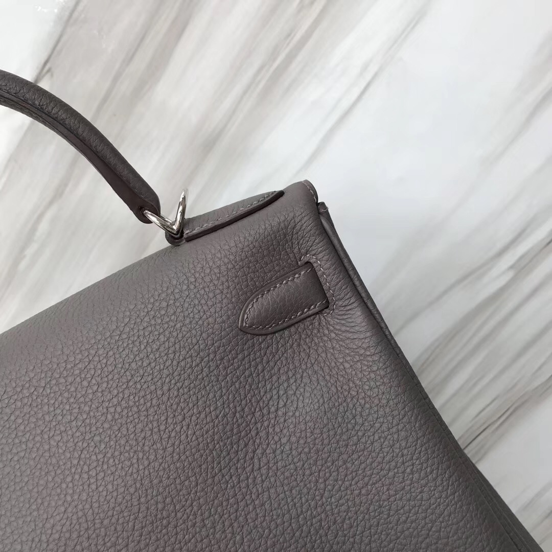 新加坡買愛馬仕包包 Hermes Kelly 28cm 8F Etain 錫器灰 Togo凱莉包