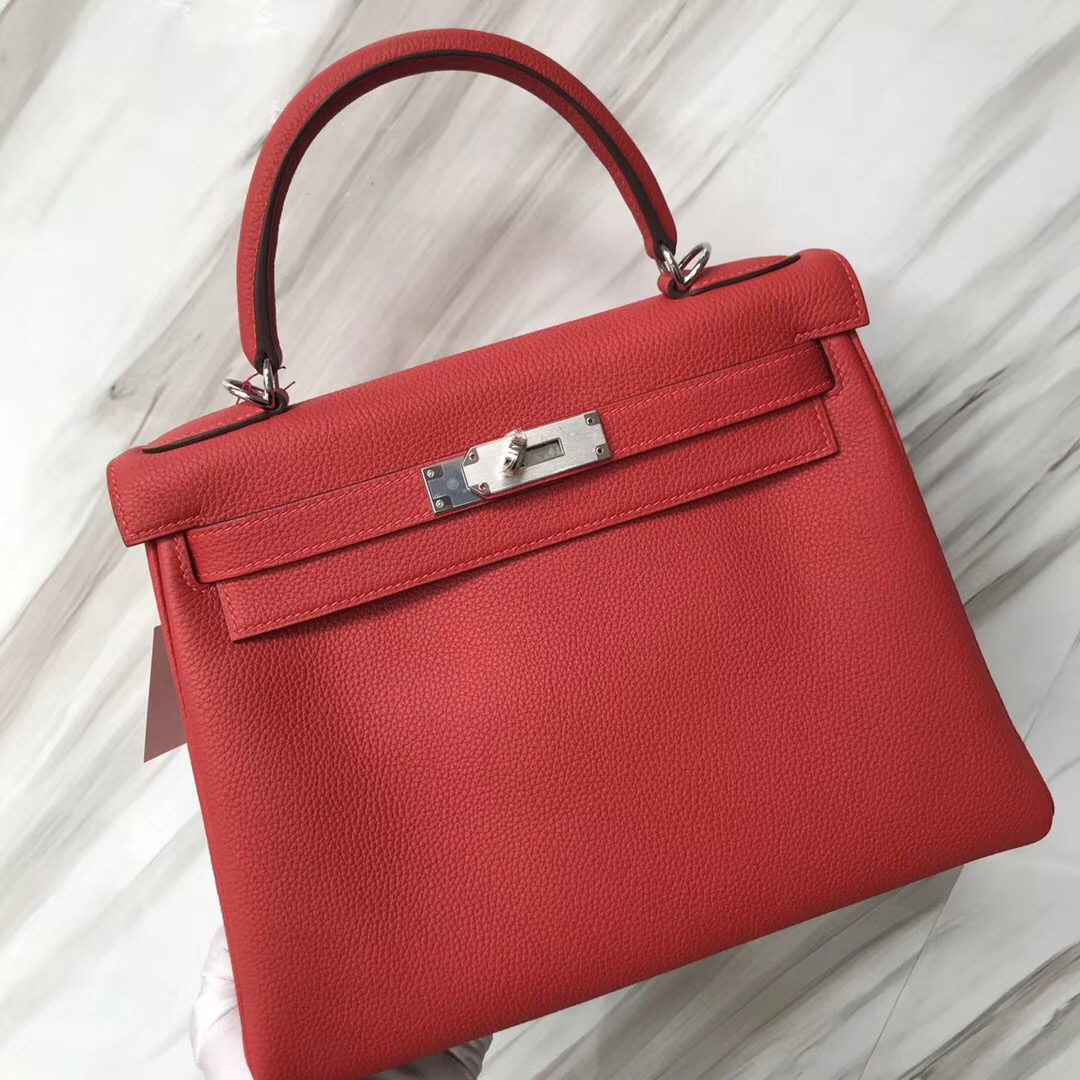 馬來西亞吉隆坡凱莉包 Malaysia HERMES Kelly 28cm Togo Q5國旗紅 Rose casaque