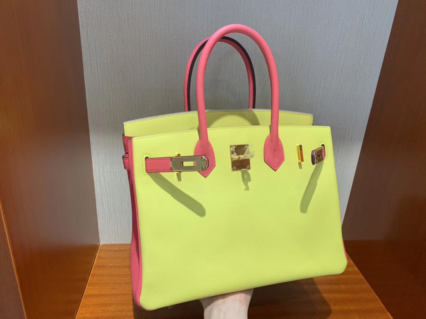 Singapore Hermes HSS Birkin 30cm C9 Soupre鹅蛋黄拼8W新唇膏粉 Rose azalee