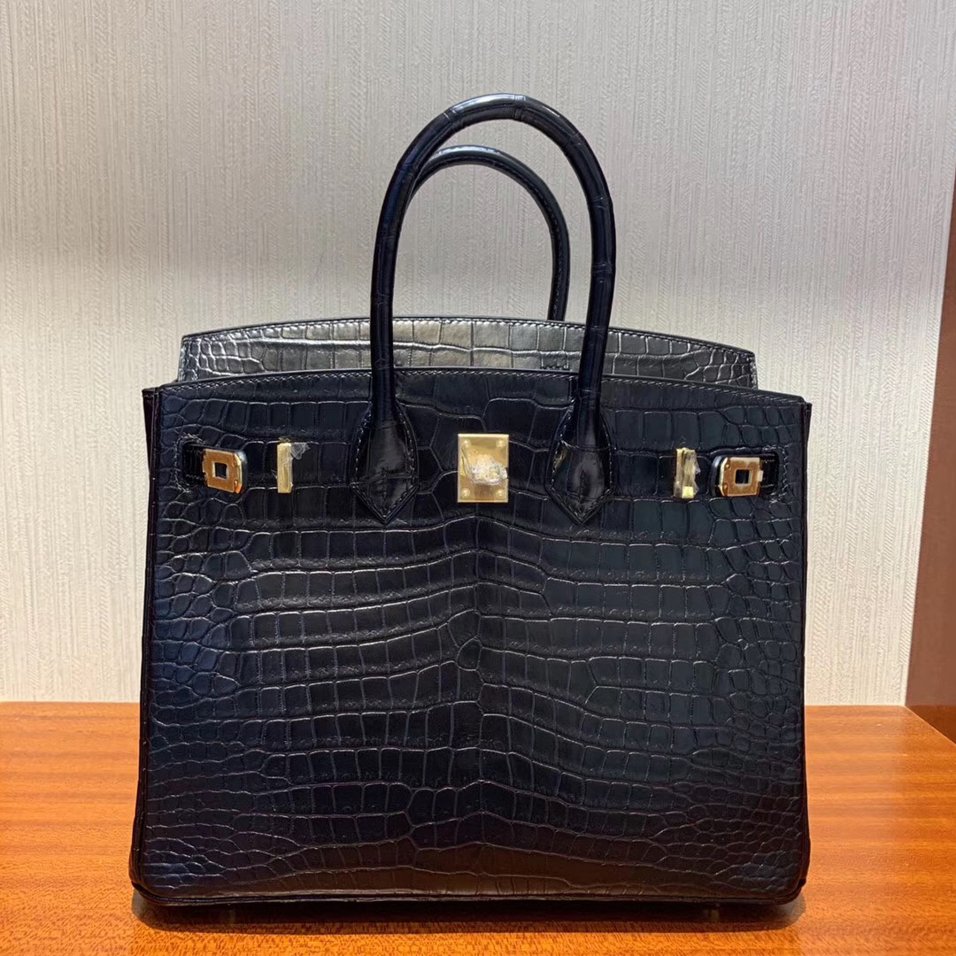 Taiwan Hermes Birkin 30cm CK89黑色 Noir HCP霧面倒V 野生灣鱷