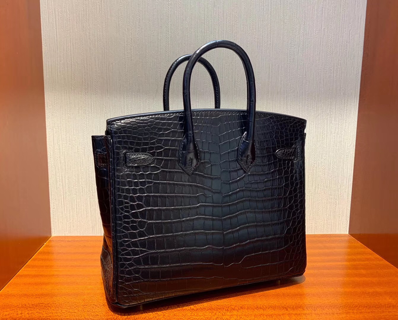 Taiwan Hermes Birkin 30cm CK89黑色 Noir HCP霧面倒V 野生灣鱷