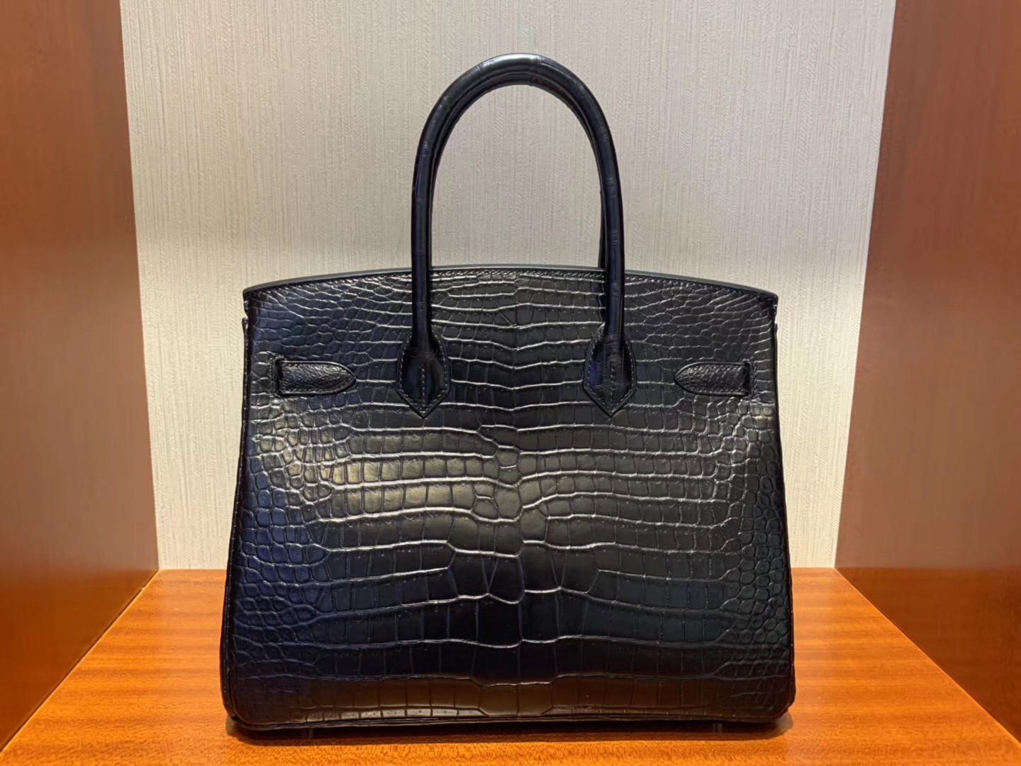 愛馬仕海港城專賣店 Hermes Birkin 30cm HCP霧面倒V 野生灣鱷  CK89黑色 Noir