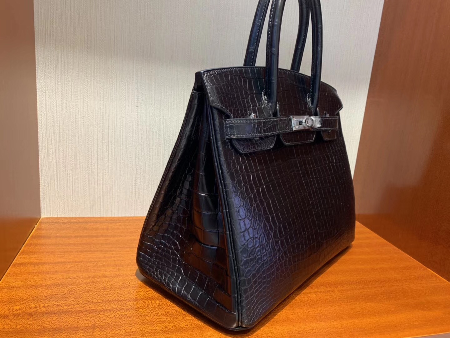 愛馬仕海港城專賣店 Hermes Birkin 30cm HCP霧面倒V 野生灣鱷  CK89黑色 Noir