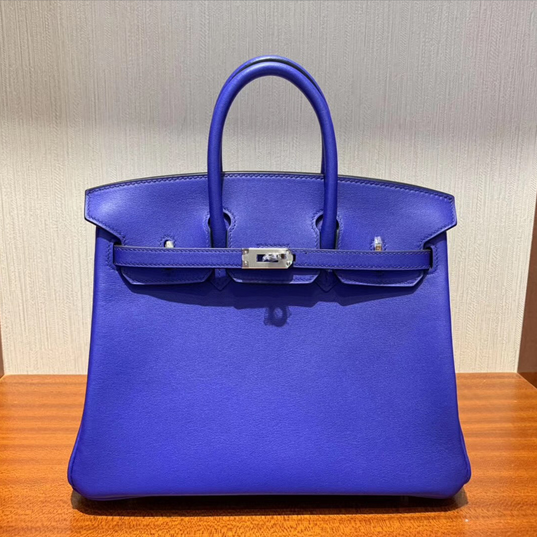 愛馬仕鉑金包價格 Hermes Birkin 25cm Swift 7T電光藍Blue Eletric 銀扣