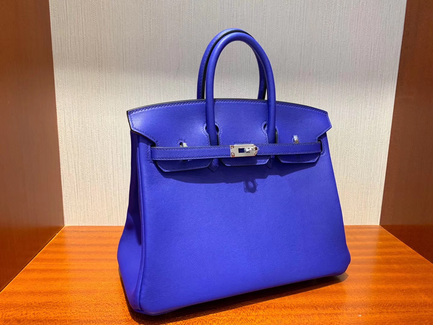 愛馬仕鉑金包價格 Hermes Birkin 25cm Swift 7T電光藍Blue Eletric 銀扣