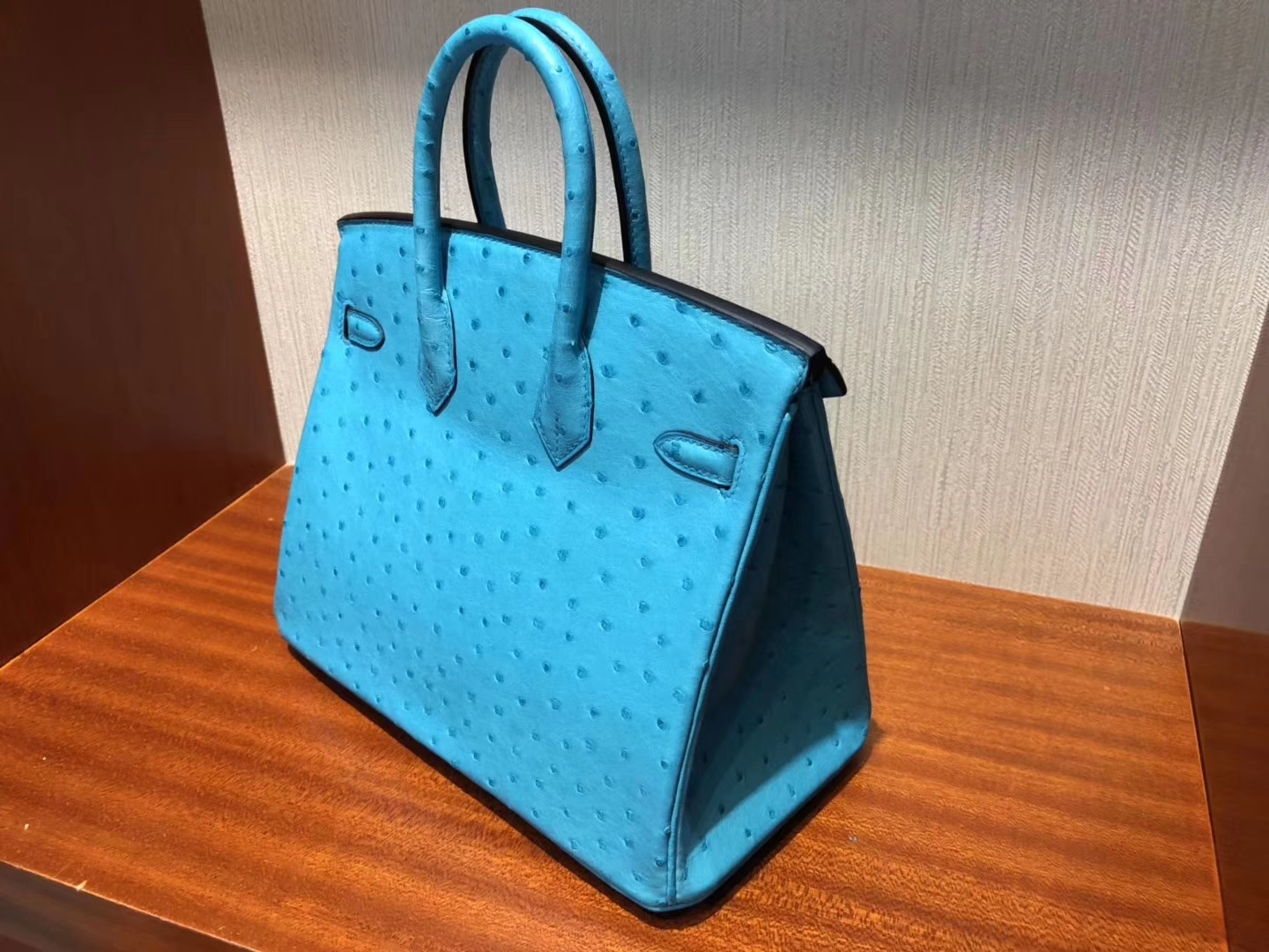 香港購買愛馬仕鉑金包Hermes Birkin 25cm Ostrich 3P馬卡龍藍 Blue Atoll