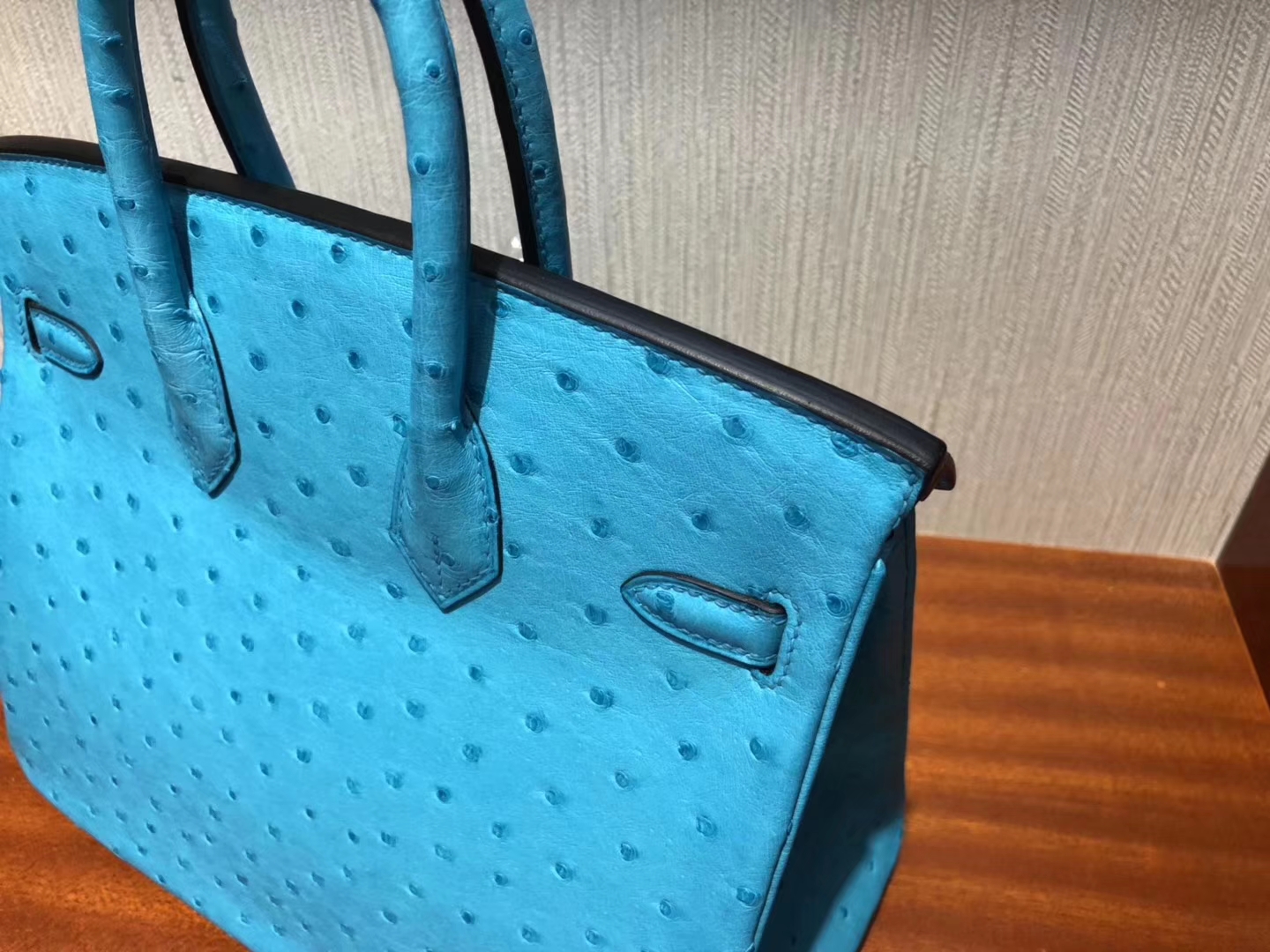 香港購買愛馬仕鉑金包Hermes Birkin 25cm Ostrich 3P馬卡龍藍 Blue Atoll