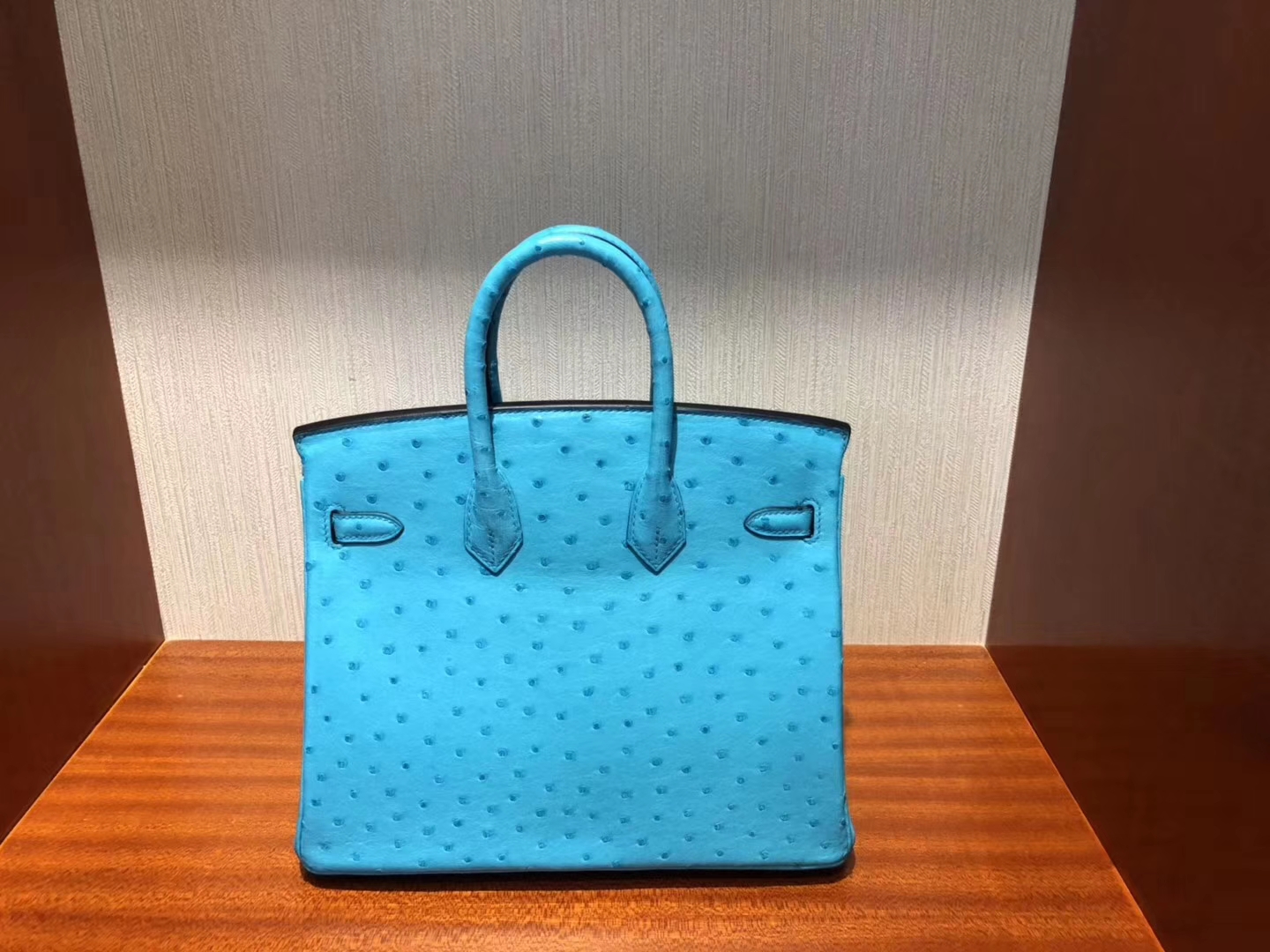 香港購買愛馬仕鉑金包Hermes Birkin 25cm Ostrich 3P馬卡龍藍 Blue Atoll