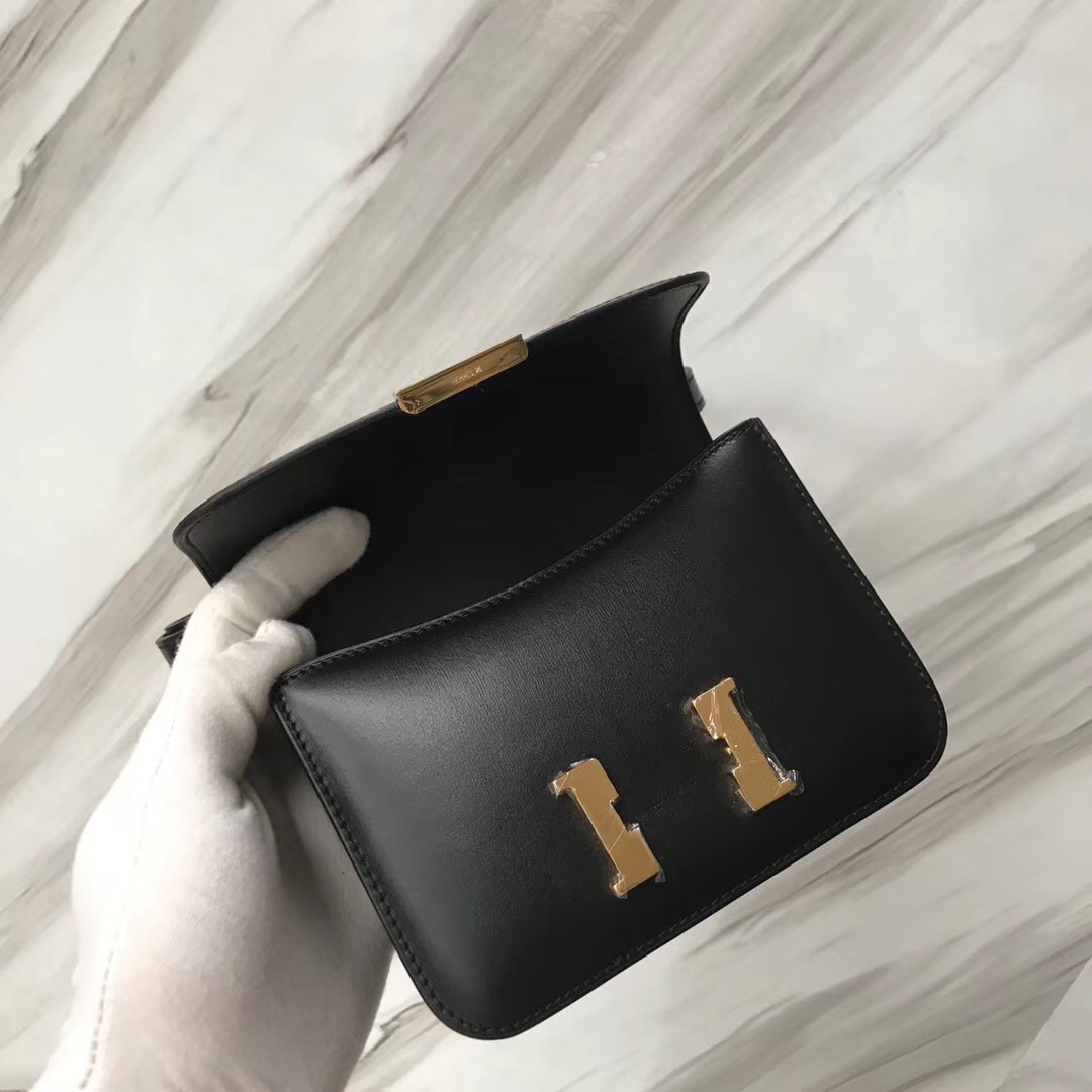 愛馬仕超迷妳康斯坦斯空姐包 Hermes Constance Mini 14cm Box CK89黑色