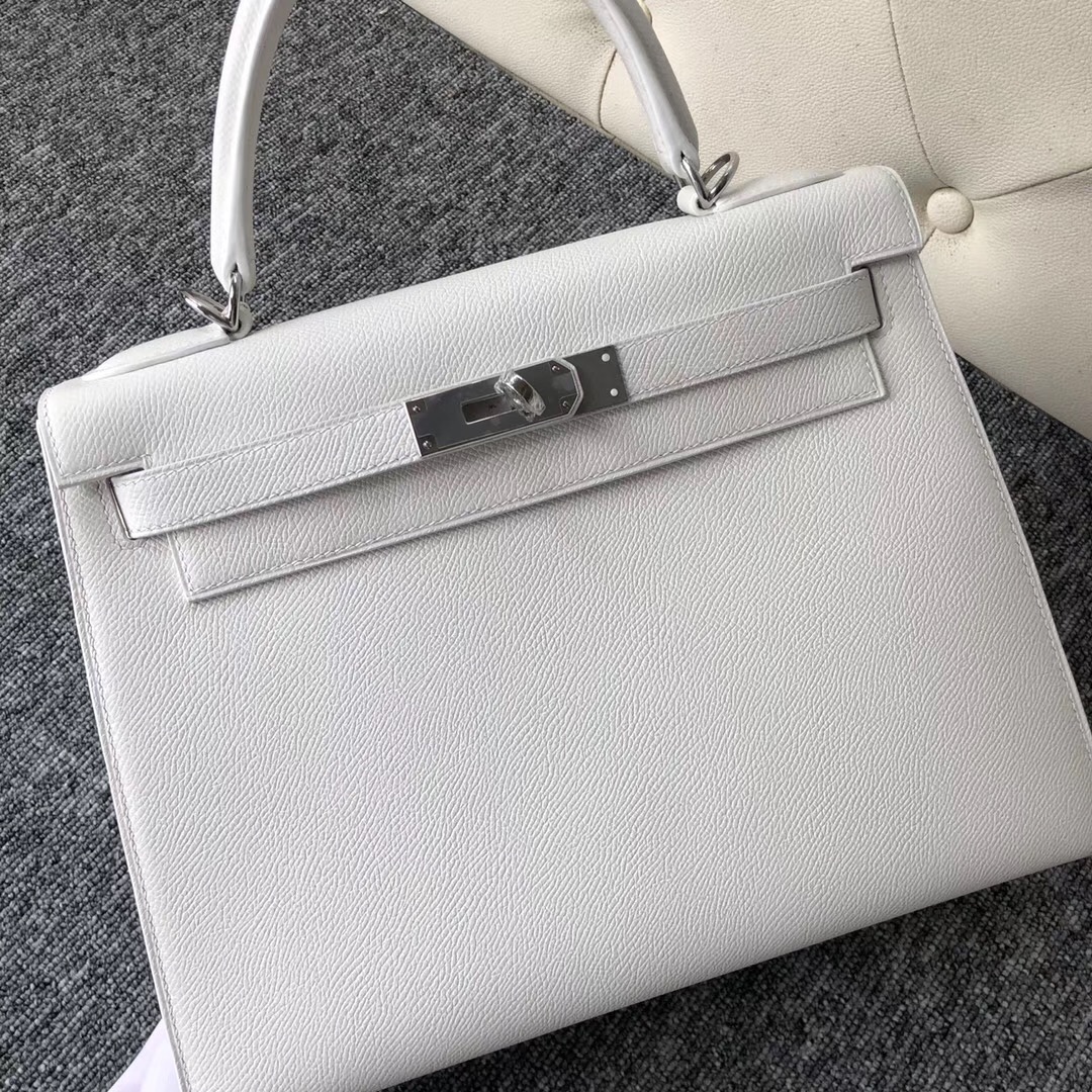 愛馬仕美國海淘攻略 Hermes Kelly 28cm Epsom手掌紋 01純白色 白雪公主