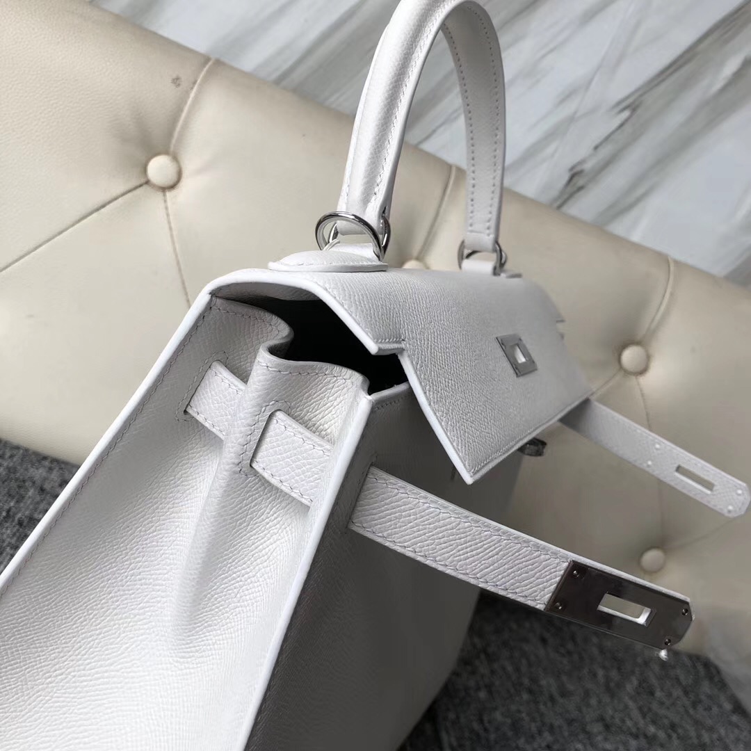 愛馬仕美國海淘攻略 Hermes Kelly 28cm Epsom手掌紋 01純白色 白雪公主