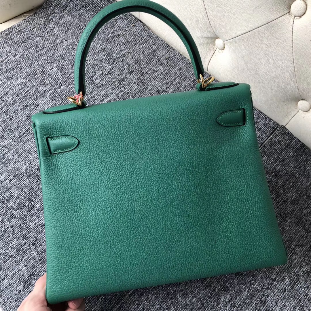 美國愛馬仕專賣店 USA Hermes Kelly 28cm U4丝绒绿 Vert Verigo