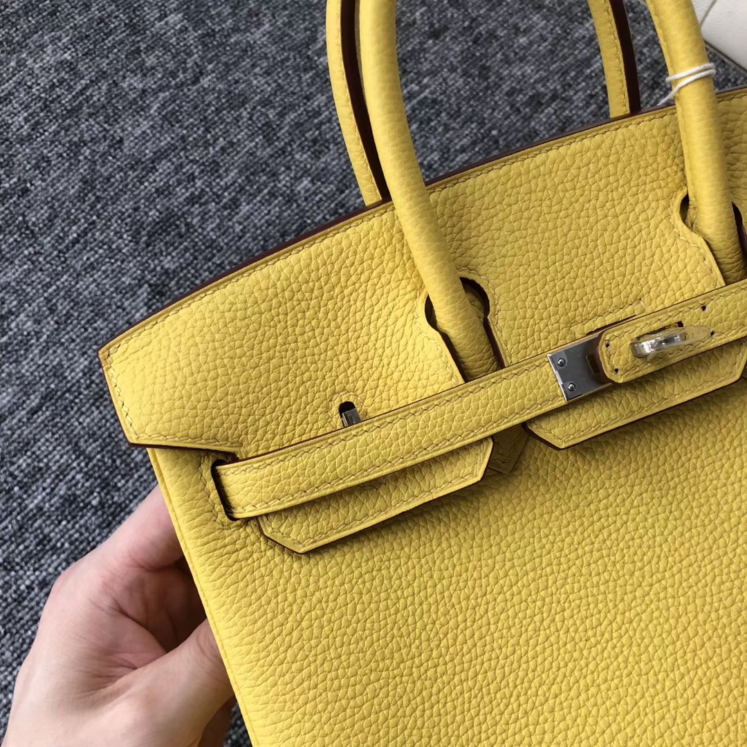 愛馬仕包包 Canada Hermes Birkin 25cm 9O那不勒斯黃 Jaune De Naples 銀扣