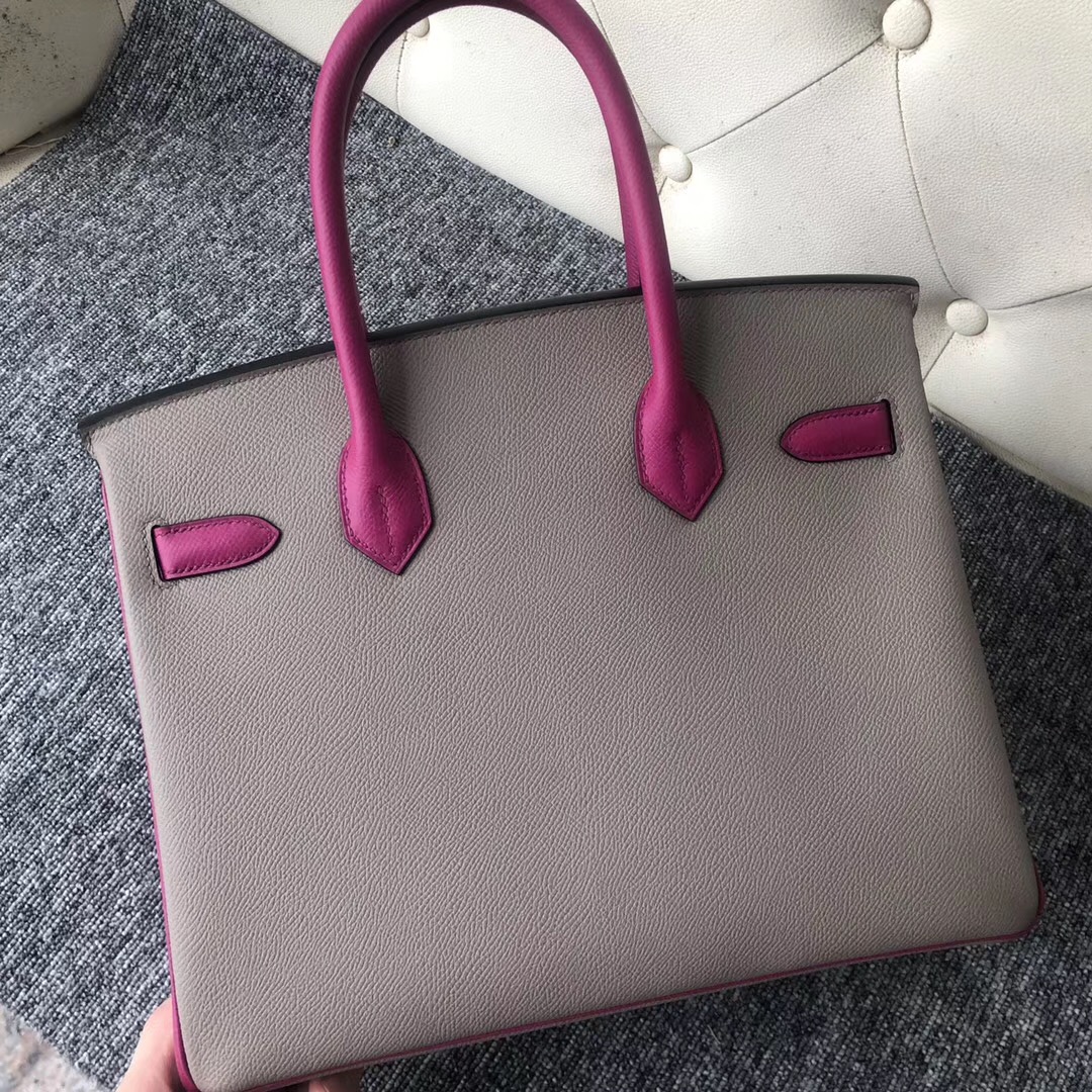 USA Hermes Birkin 30cm Hss M8 Griss Asphalte 瀝青灰/L3玫瑰紫 Rose Purple