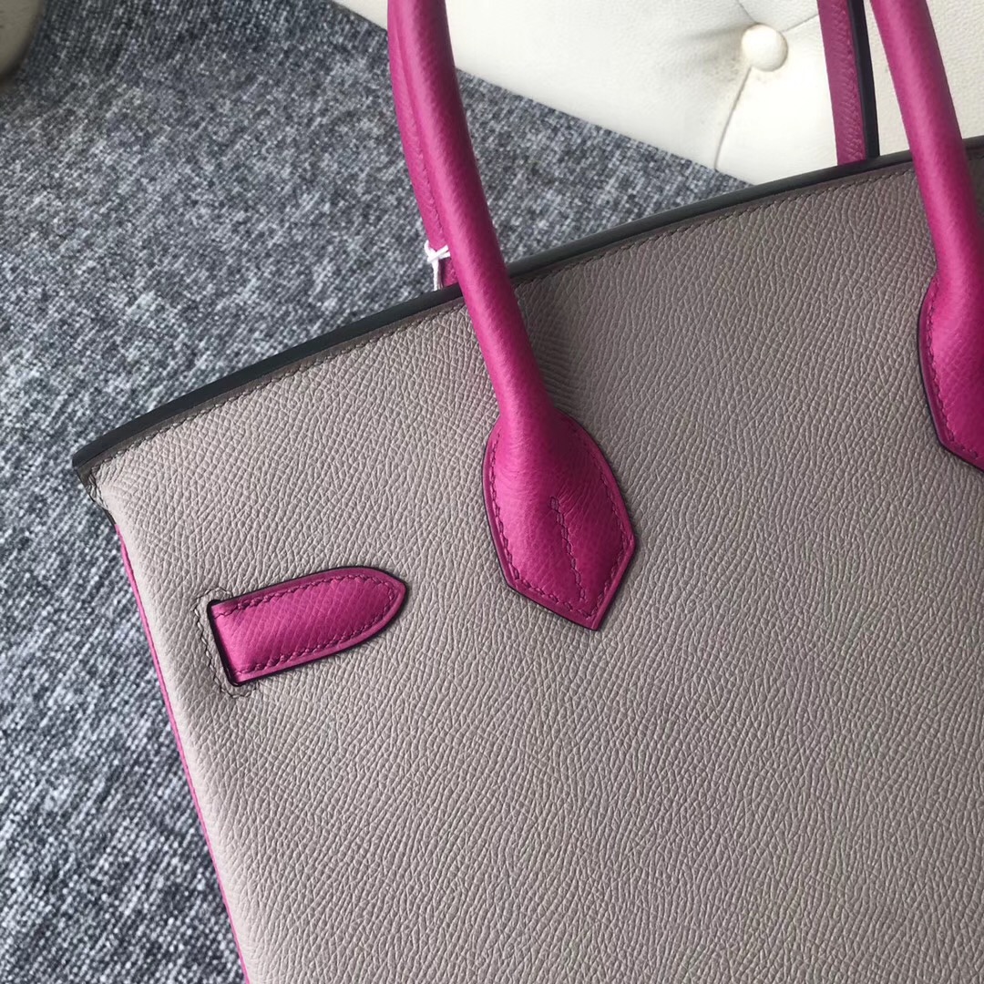 USA Hermes Birkin 30cm Hss M8 Griss Asphalte 瀝青灰/L3玫瑰紫 Rose Purple