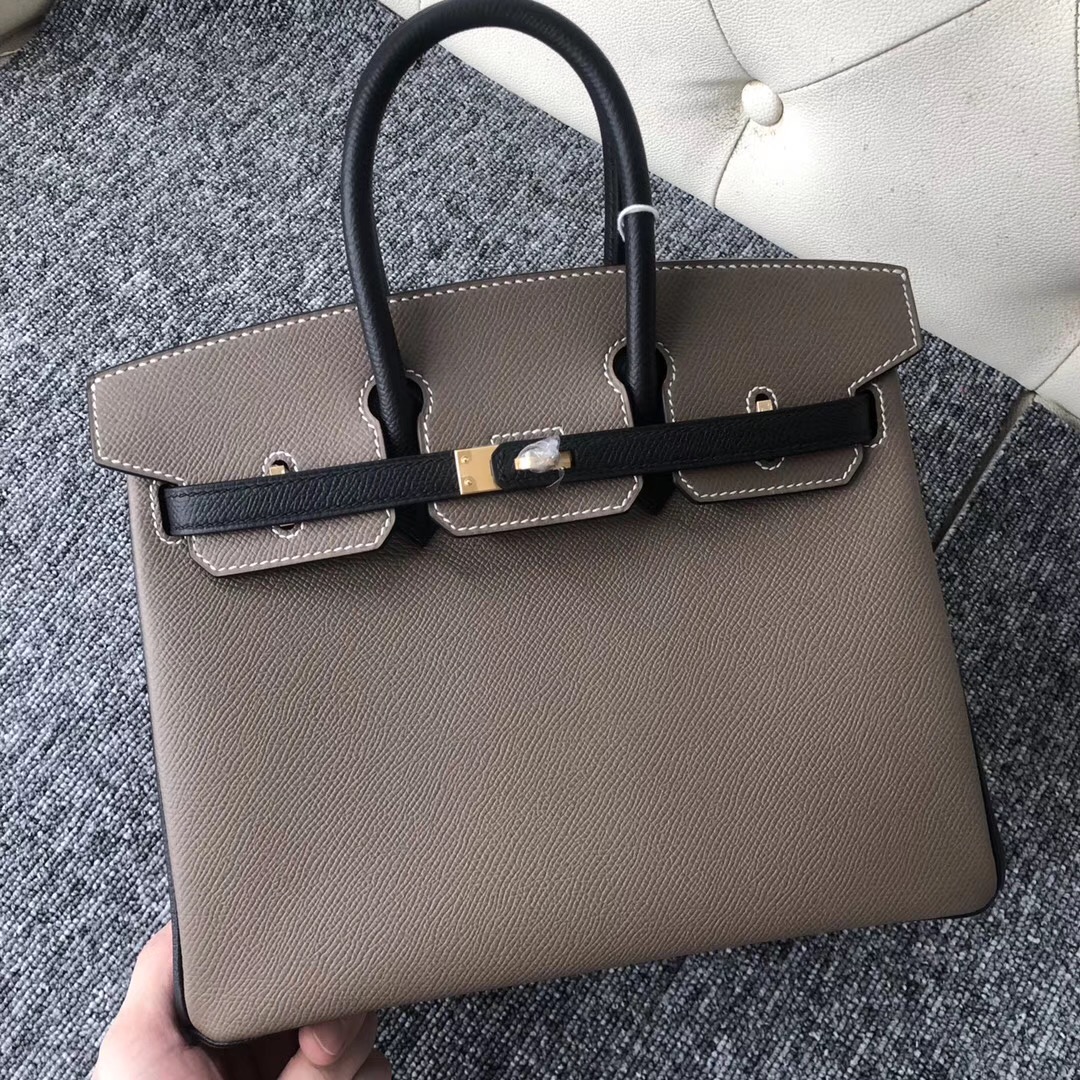 Australia Hermes Hss Birkin 25cm CK18大象灰 etoupe 拼 CK89黑色