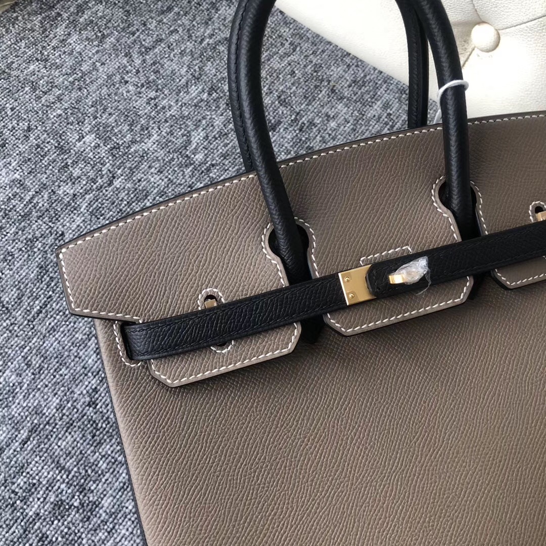 Australia Hermes Hss Birkin 25cm CK18大象灰 etoupe 拼 CK89黑色