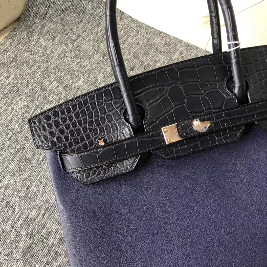 Taiwan Taipei Hermes Birkin 30cm Touch CK73寶石藍 拼7K Bleu Abysse深海藍