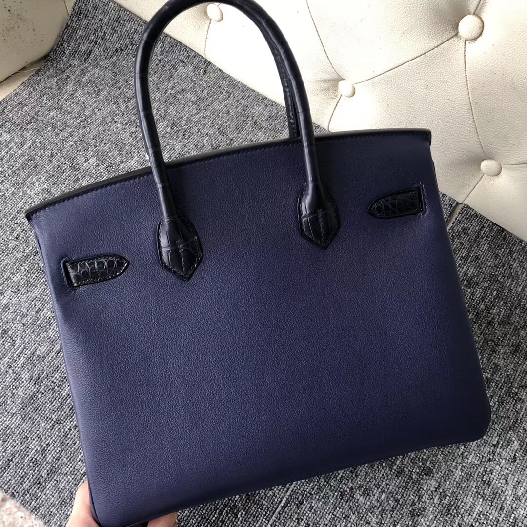 Taiwan Taipei Hermes Birkin 30cm Touch CK73寶石藍 拼7K Bleu Abysse深海藍