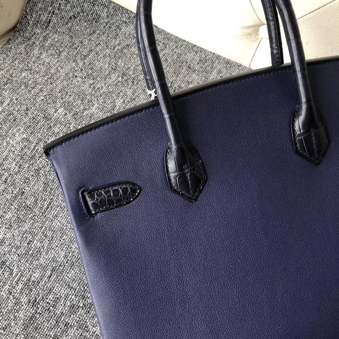 Taiwan Taipei Hermes Birkin 30cm Touch CK73寶石藍 拼7K Bleu Abysse深海藍