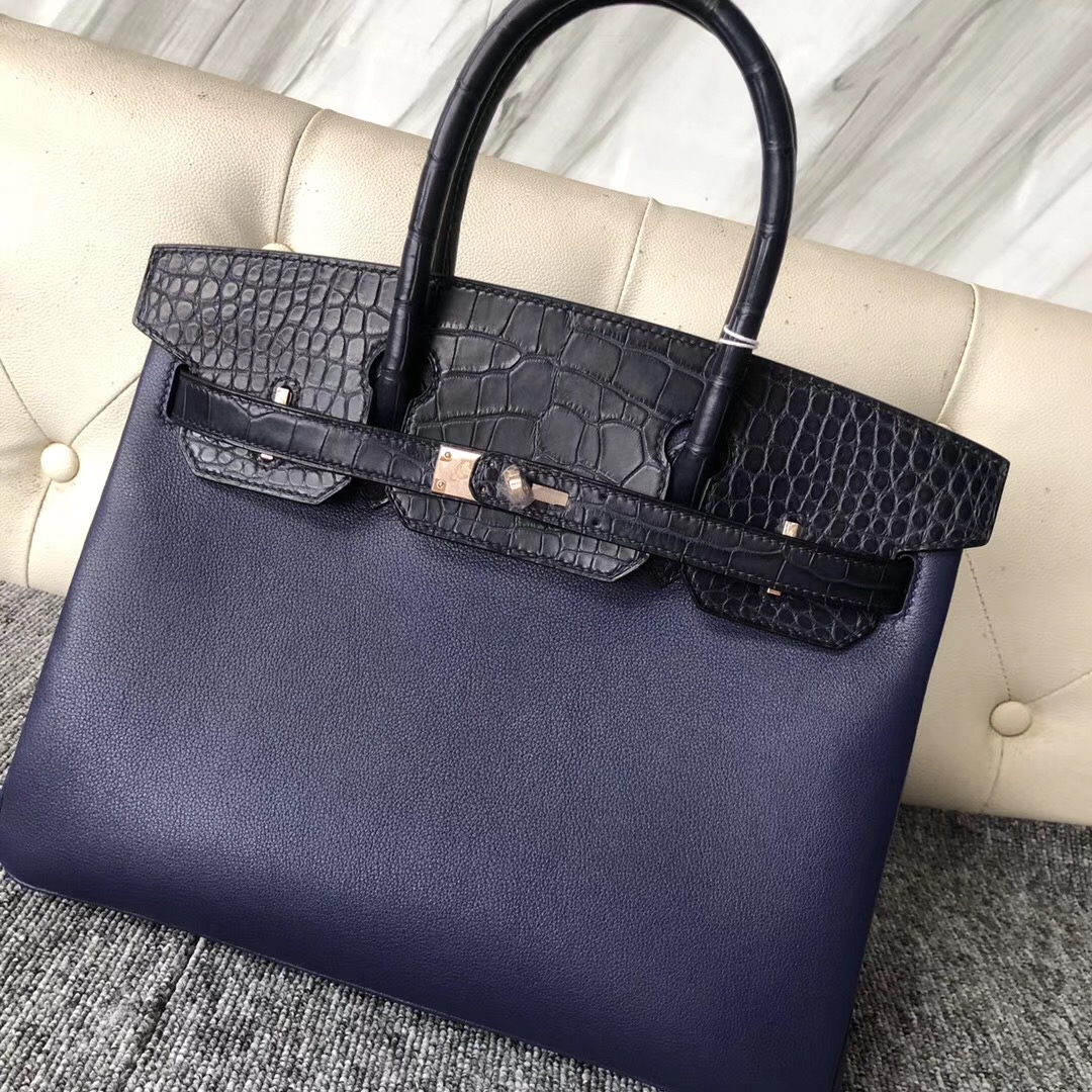 Taiwan Taipei Hermes Birkin 30cm Touch CK73寶石藍 拼7K Bleu Abysse深海藍