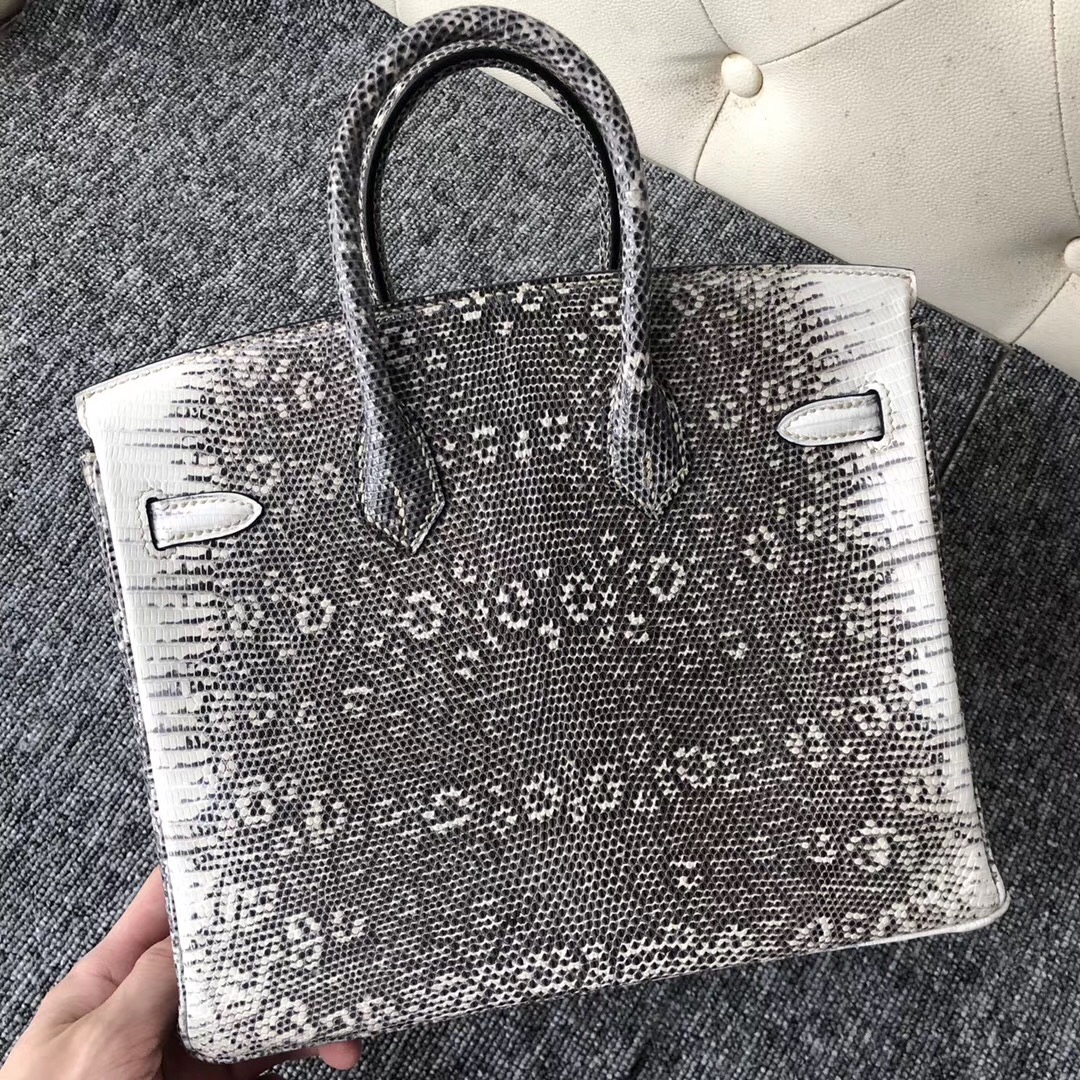 愛馬仕(Sydney)物中心 鉑金包蜥蜴皮 Hermes Birkin 25cm 01雪花色蜥蜴