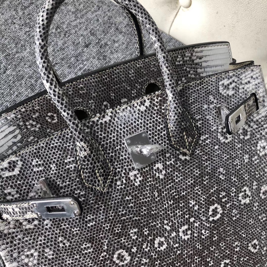 愛馬仕(Sydney)物中心 鉑金包蜥蜴皮 Hermes Birkin 25cm 01雪花色蜥蜴