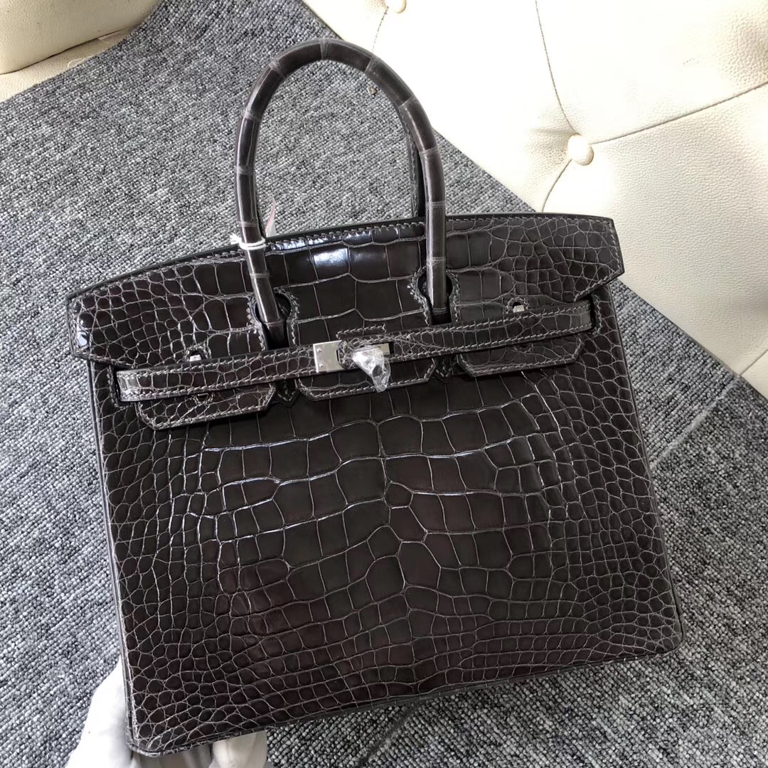 Taiwan Hermes Birkin 25cm 美洲鱷 CK88石墨灰 Graphite 銀扣