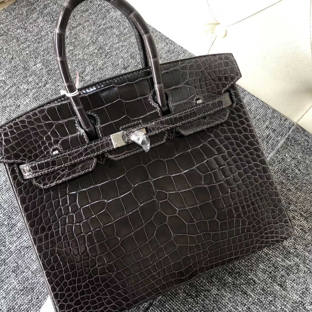 Taiwan Hermes Birkin 25cm 美洲鱷 CK88石墨灰 Graphite 銀扣