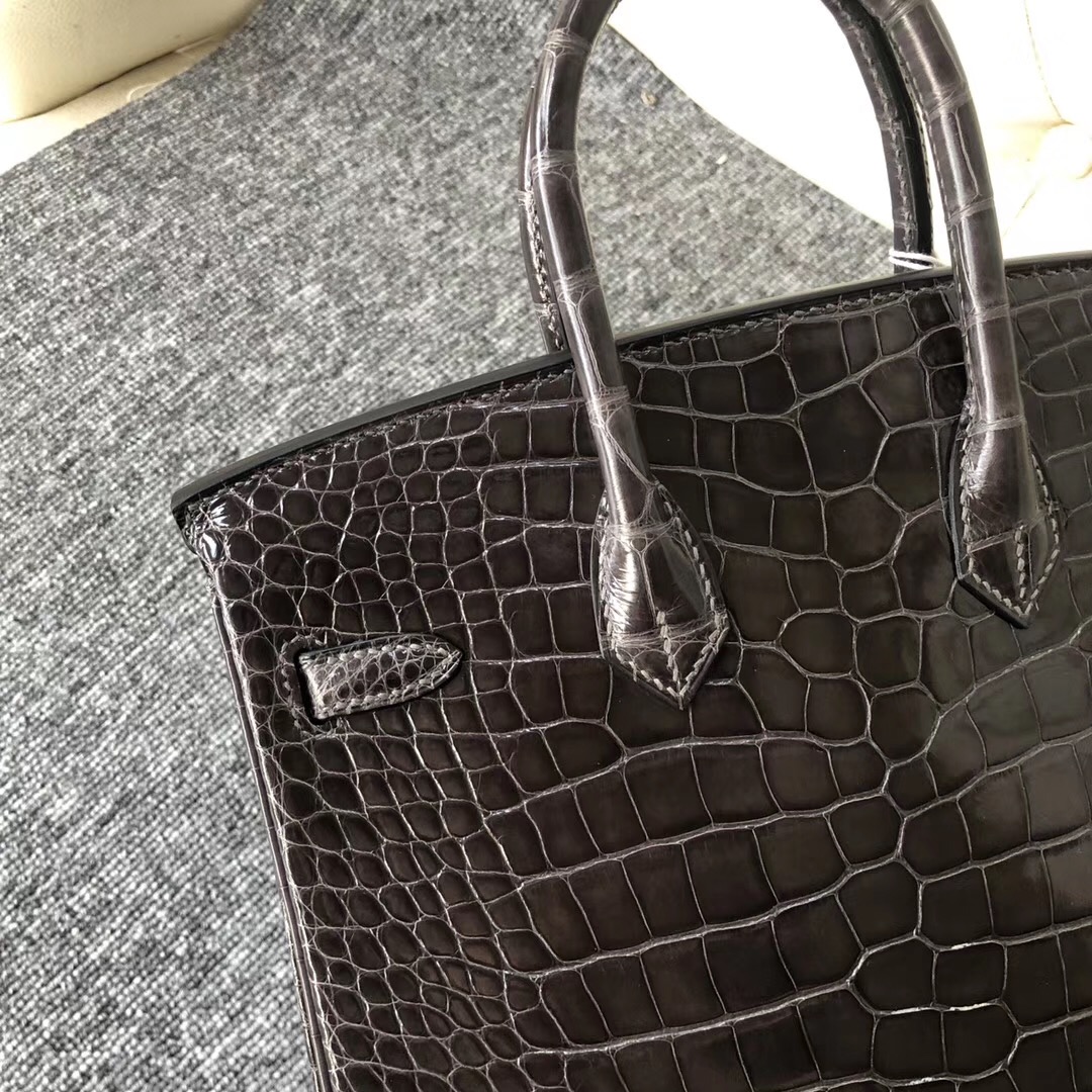 Taiwan Hermes Birkin 25cm 美洲鱷 CK88石墨灰 Graphite 銀扣