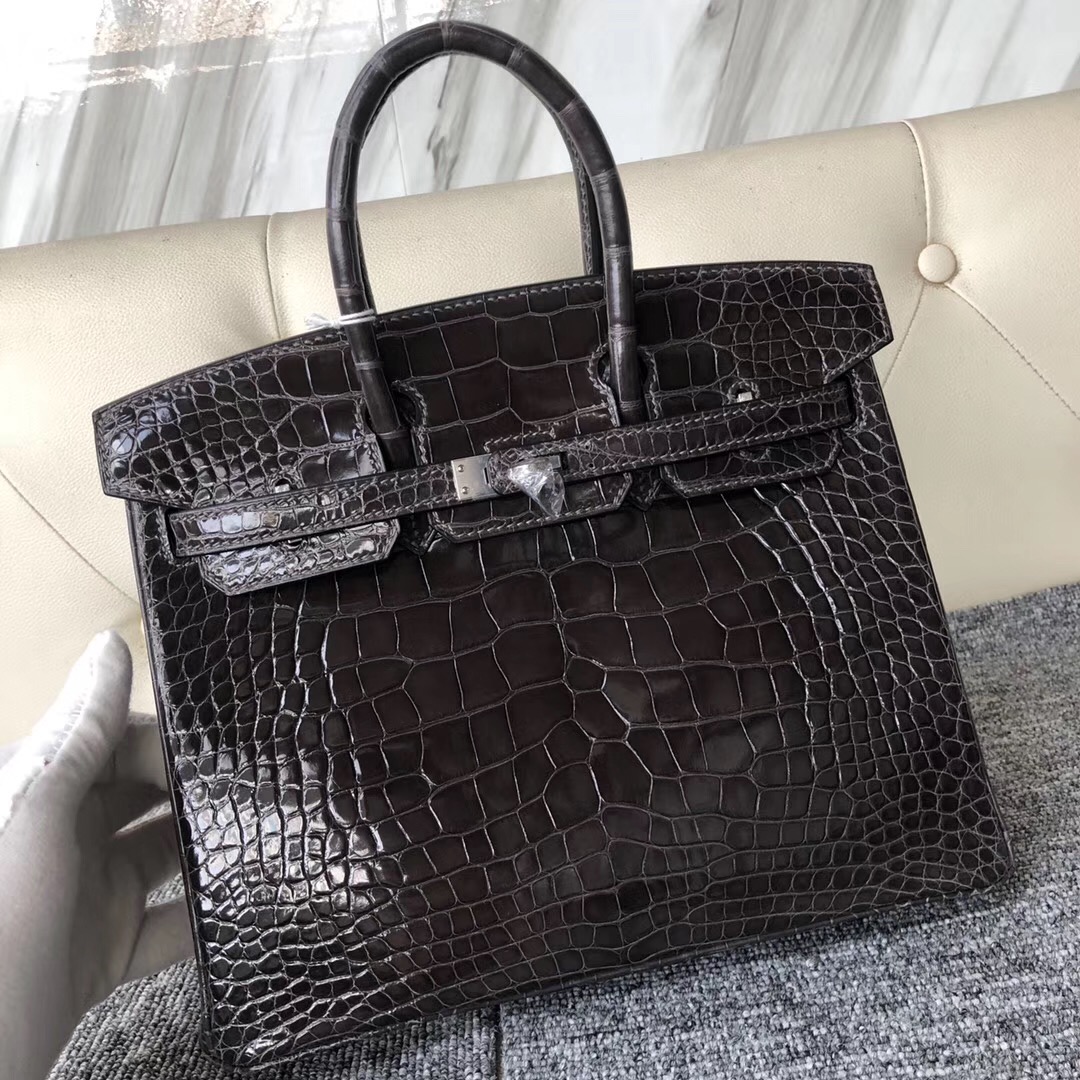 Taiwan Hermes Birkin 25cm 美洲鱷 CK88石墨灰 Graphite 銀扣