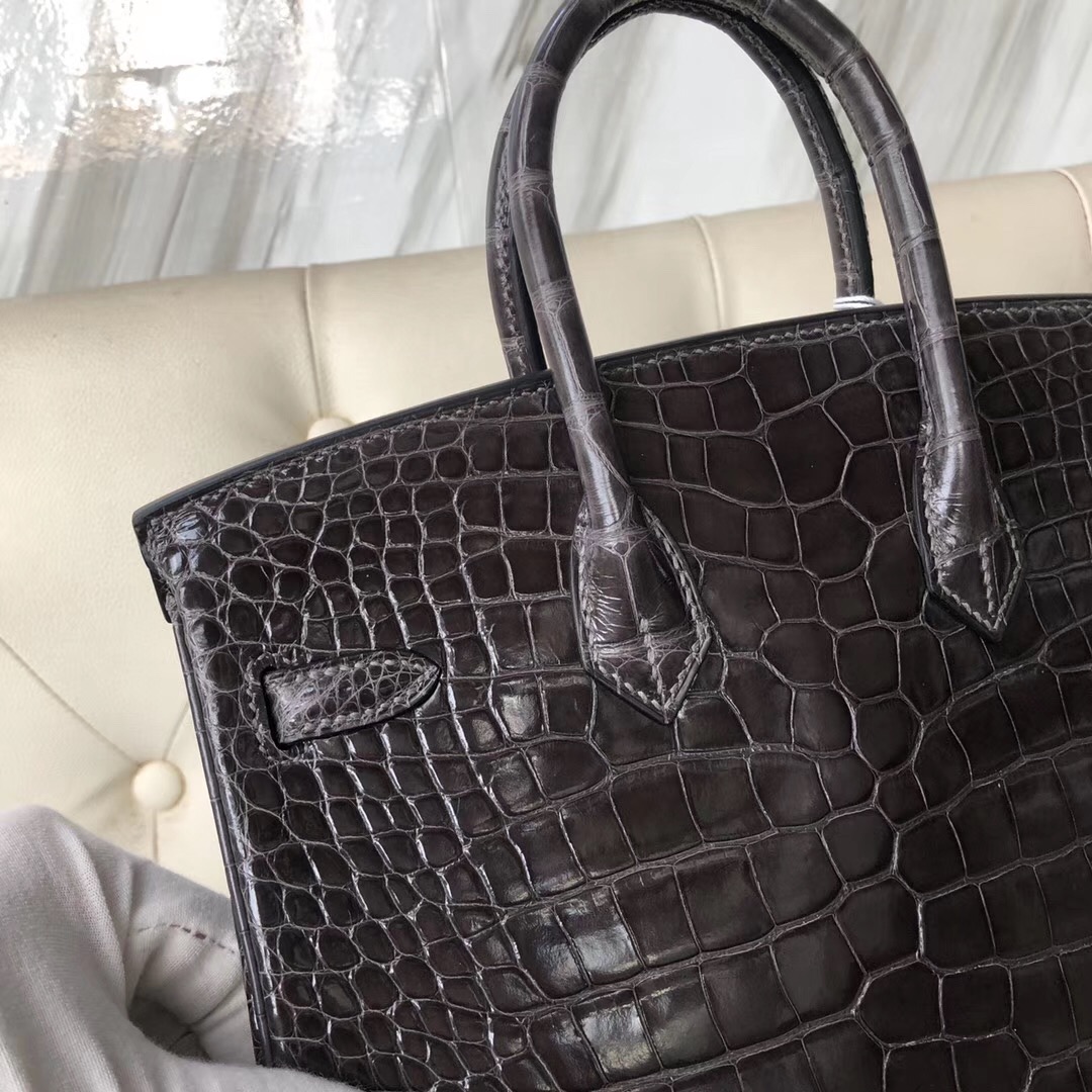 Taiwan Hermes Birkin 25cm 美洲鱷 CK88石墨灰 Graphite 銀扣