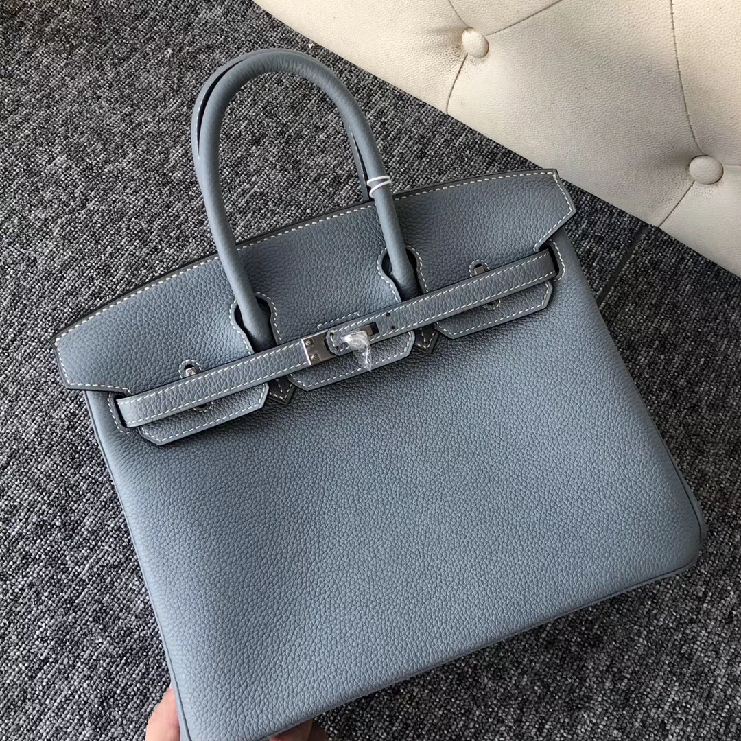 泰國愛馬仕鉑金包 Thailand Hermes Birkin 25cm Togo J7 亞麻藍 blue lin