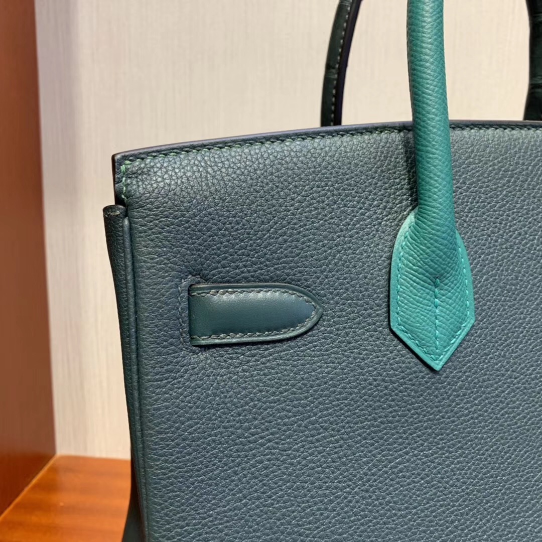 Singapore Hermes Birkin 30cm 6Q翡翠绿 1T泰坦绿 67祖母绿 Z6孔雀绿 8W新唇膏粉