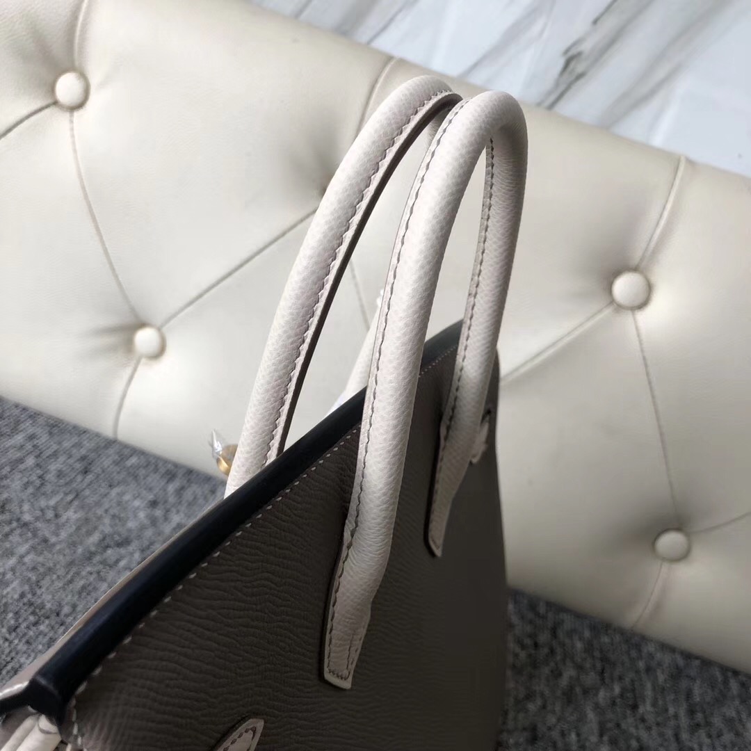 臺灣臺中愛馬仕鉑金包尺寸 Hermes HSS Birkin 25cm M8瀝青灰/CK10奶昔白