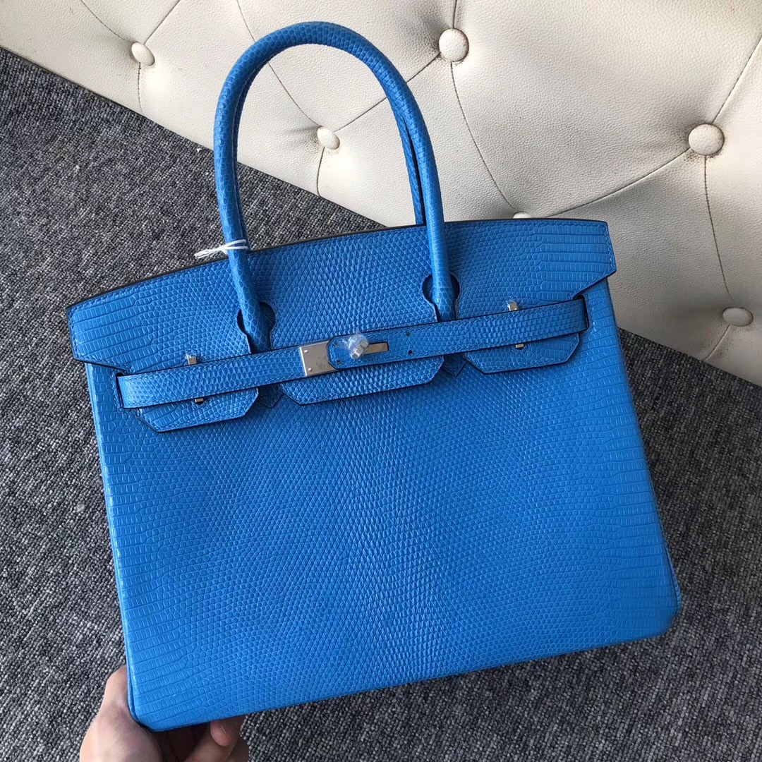 臺灣臺北愛馬仕鉑金包 Hermes Birkin 30cm 蜥蜴皮 7W Blue izmir 伊茲密爾藍