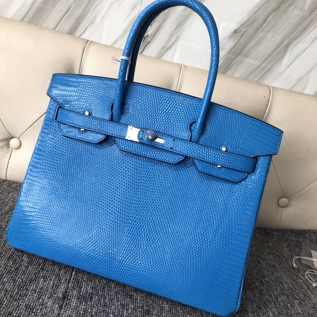 臺灣臺北愛馬仕鉑金包 Hermes Birkin 30cm 蜥蜴皮 7W Blue izmir 伊茲密爾藍