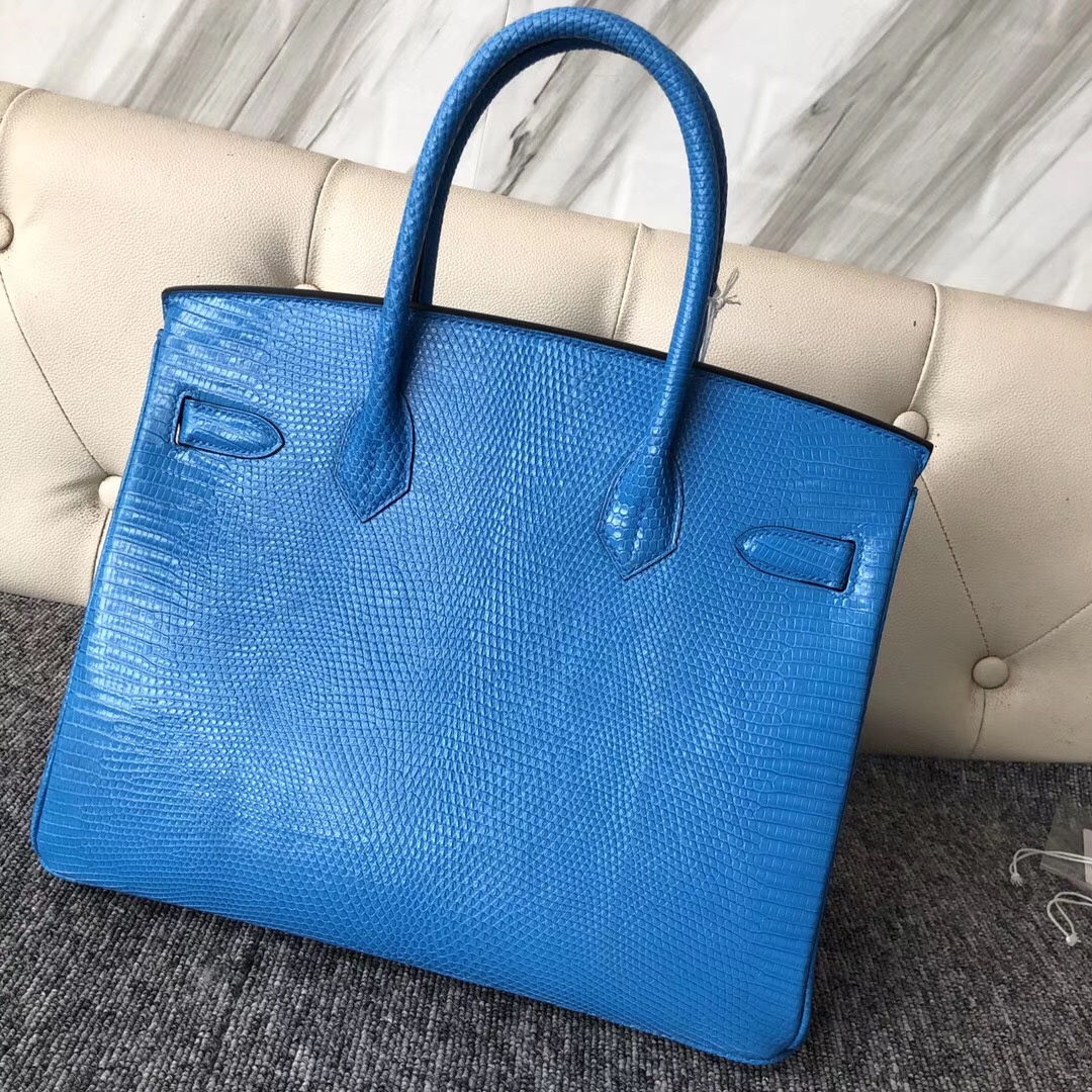 臺灣臺北愛馬仕鉑金包 Hermes Birkin 30cm 蜥蜴皮 7W Blue izmir 伊茲密爾藍