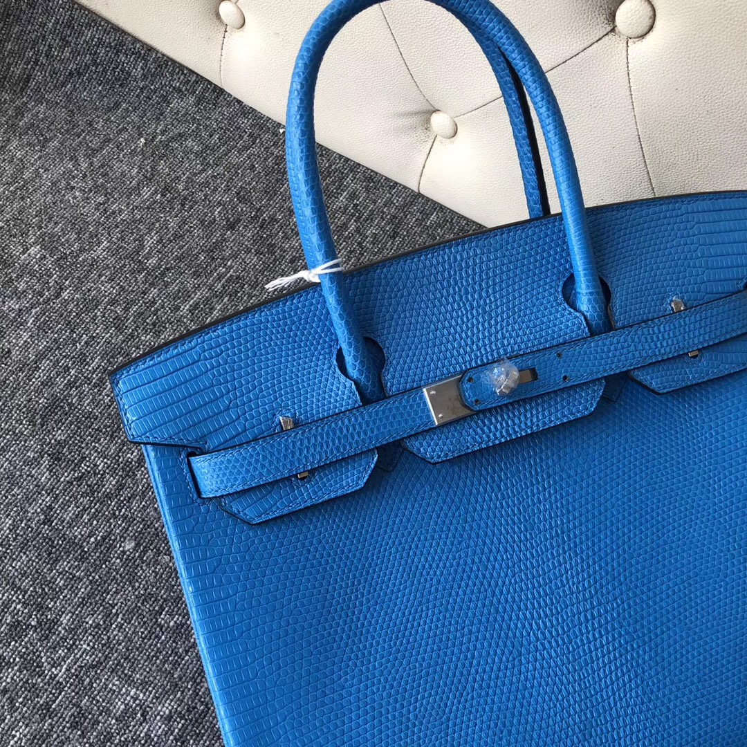 臺灣臺北愛馬仕鉑金包 Hermes Birkin 30cm 蜥蜴皮 7W Blue izmir 伊茲密爾藍