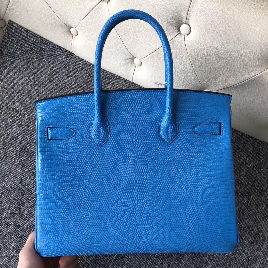 臺灣臺北愛馬仕鉑金包 Hermes Birkin 30cm 蜥蜴皮 7W Blue izmir 伊茲密爾藍