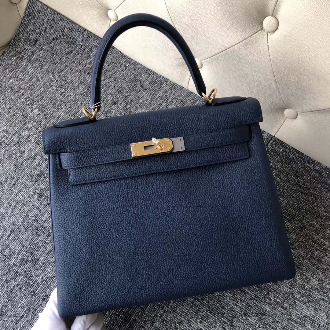 新加坡史各士路店 愛馬仕內縫凱莉包 Hermes Kelly 28cm CK73 Blue sapphire 宝石蓝