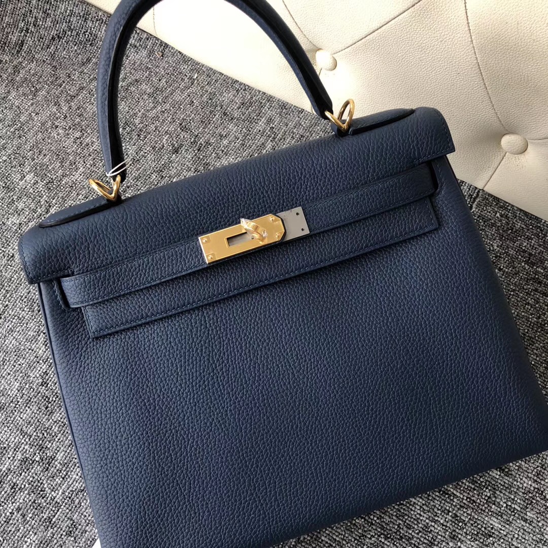 新加坡史各士路店 愛馬仕內縫凱莉包 Hermes Kelly 28cm CK73 Blue sapphire 宝石蓝