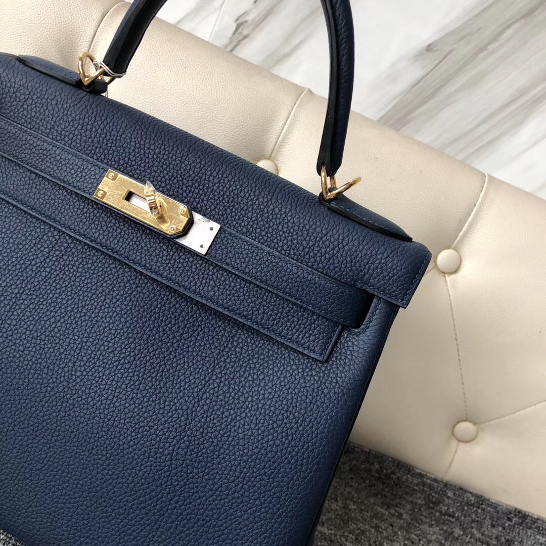 新加坡史各士路店 愛馬仕內縫凱莉包 Hermes Kelly 28cm CK73 Blue sapphire 宝石蓝