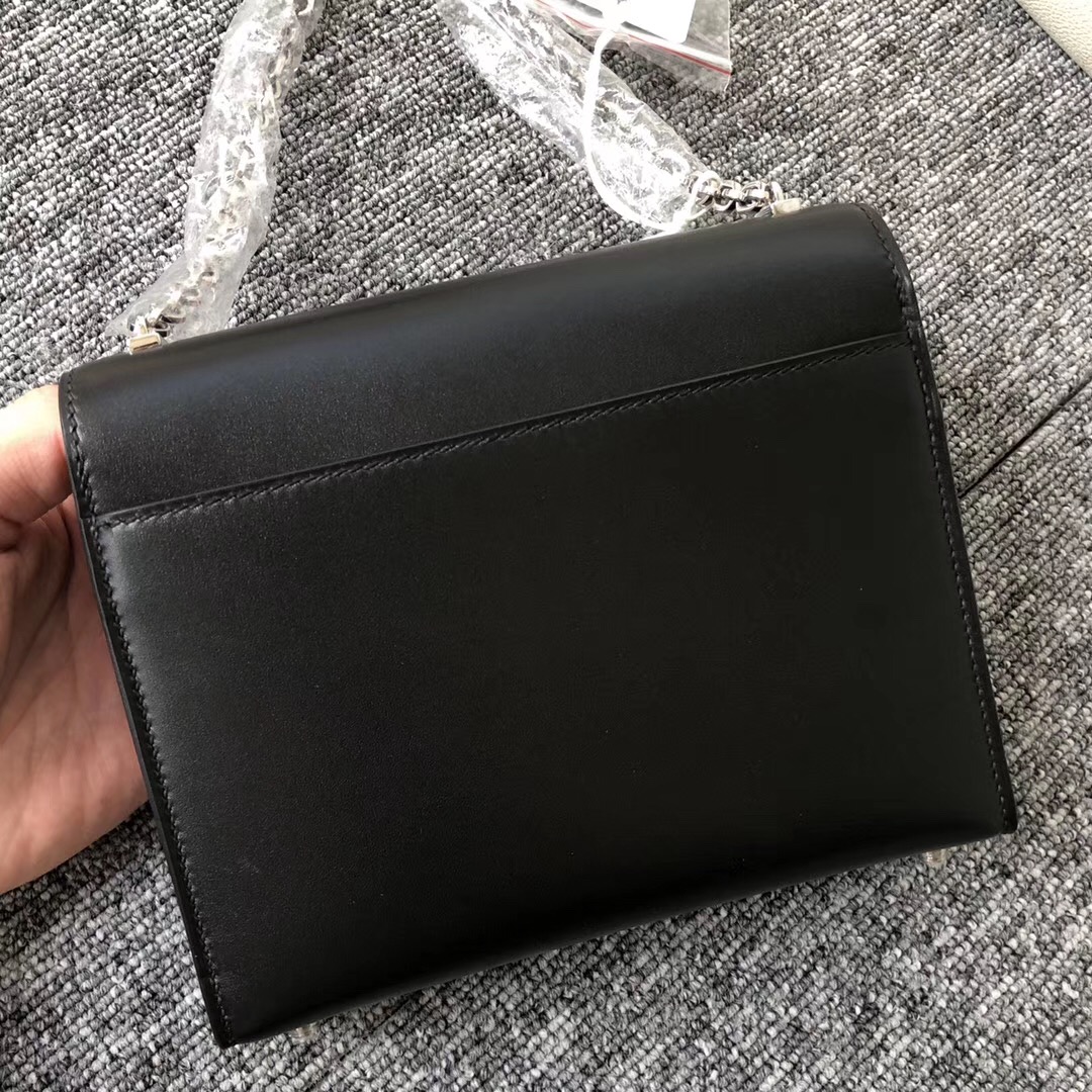 澳門專賣店 愛馬仕插銷包 Hermes Verrou 17.5cm Box皮 CK89黑色 Noir