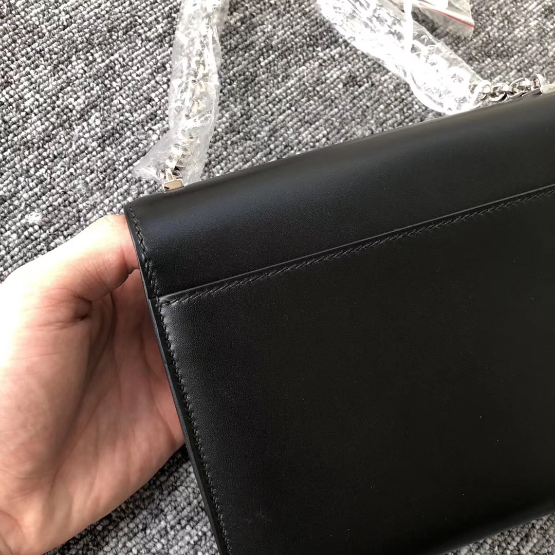 澳門專賣店 愛馬仕插銷包 Hermes Verrou 17.5cm Box皮 CK89黑色 Noir