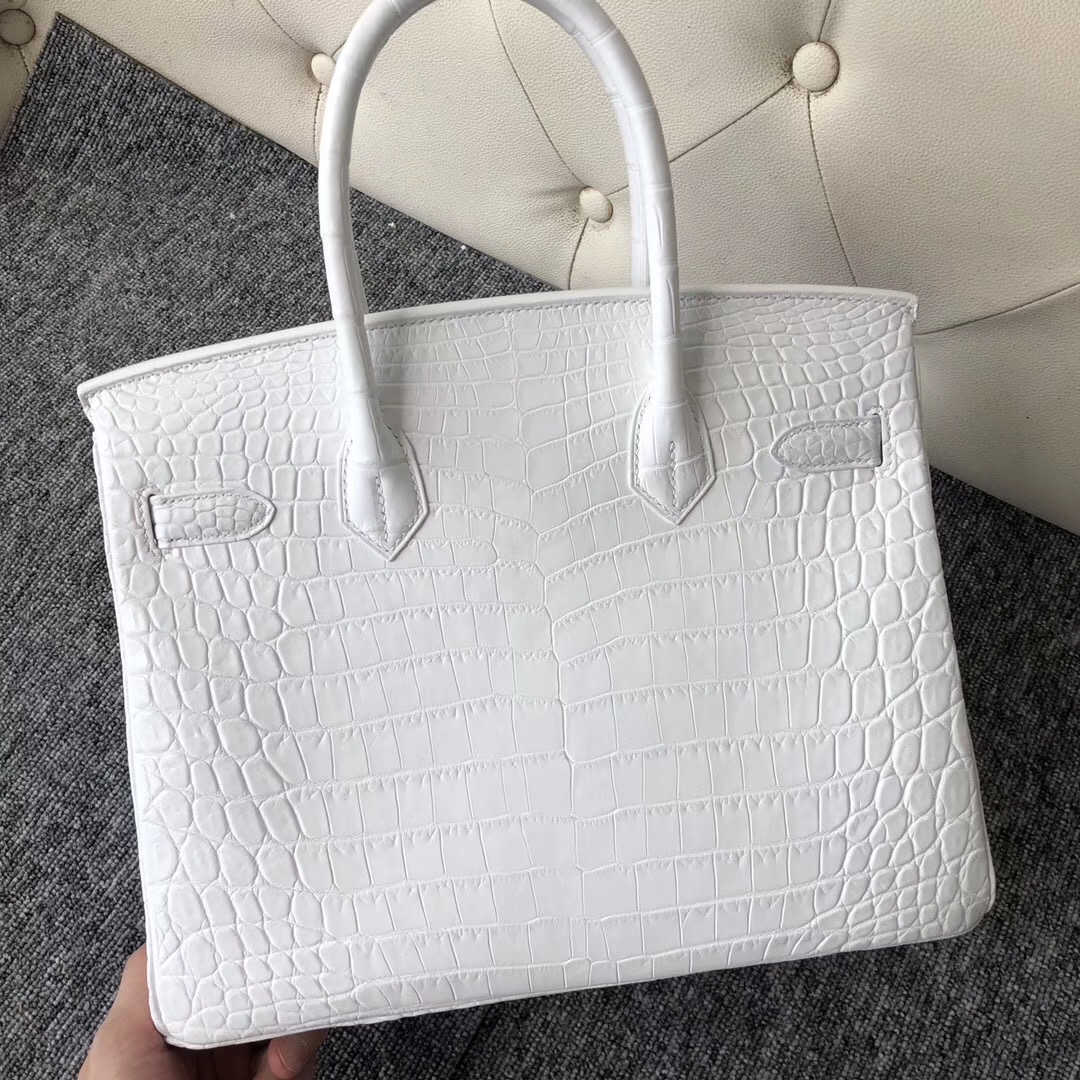 Hermes HSS Birkin 30cm 尼羅鱷 01純白色內拼E5桃紅色 Rose Tyrien 白雪公主