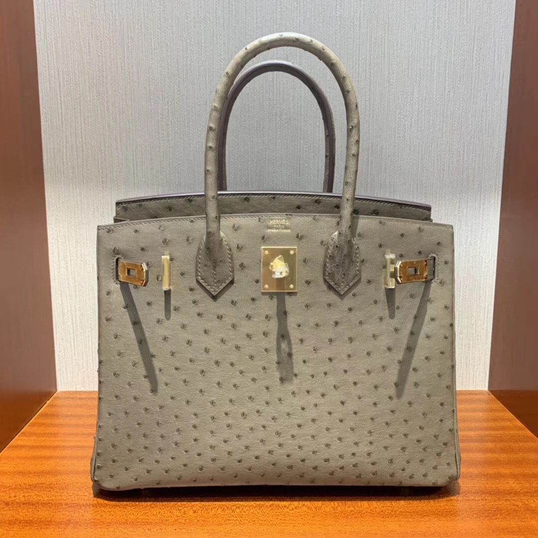 澳門愛馬仕鉑金包價格 Hermes Birkin 30cm ostrich CK18 大象灰 etoupe