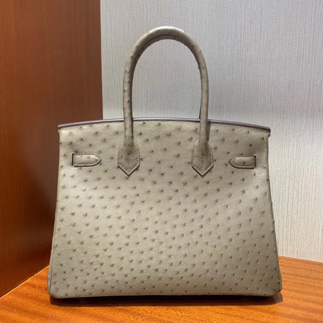 澳門愛馬仕鉑金包價格 Hermes Birkin 30cm ostrich CK18 大象灰 etoupe